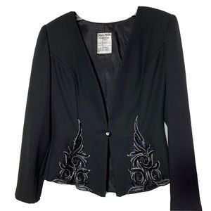 Nah Nah Collection Evening Jacket Black Beaded Rare Designer SAMPLE Blazer 8